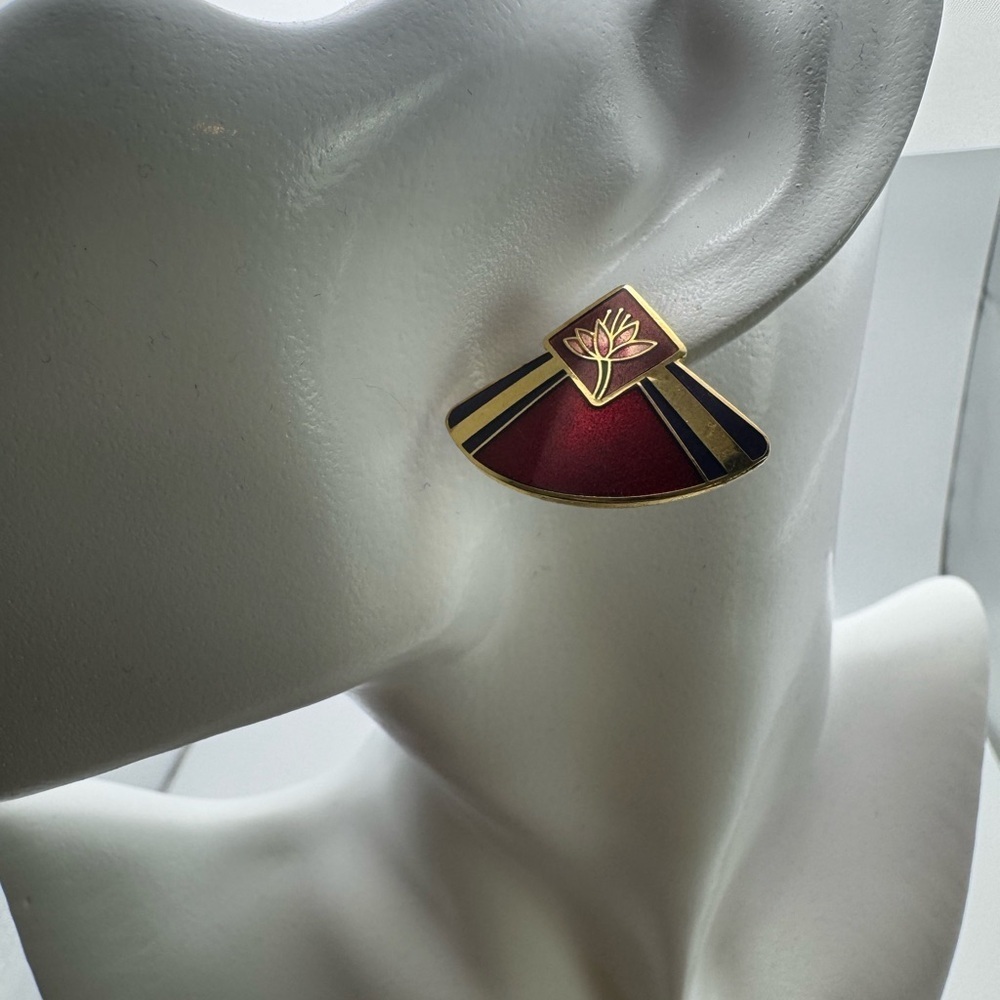 Laurel Burch Red and Gold Geometric Earrings